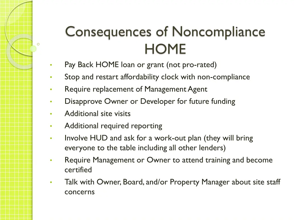 consequences of noncompliance home pay back home