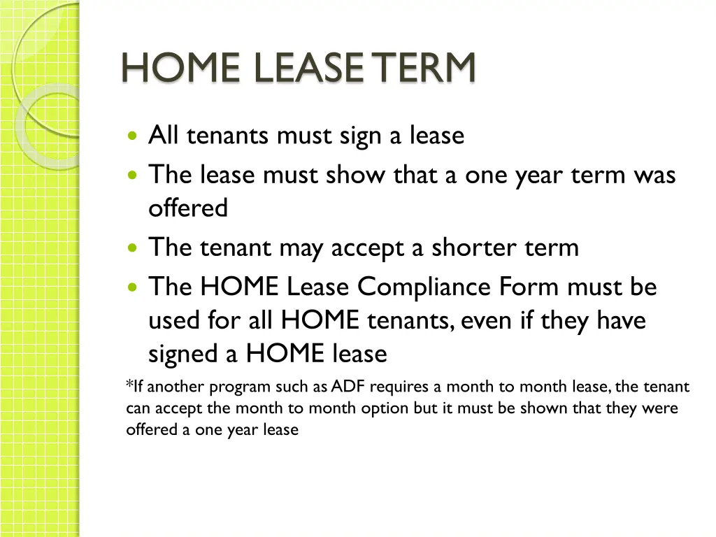 home lease term