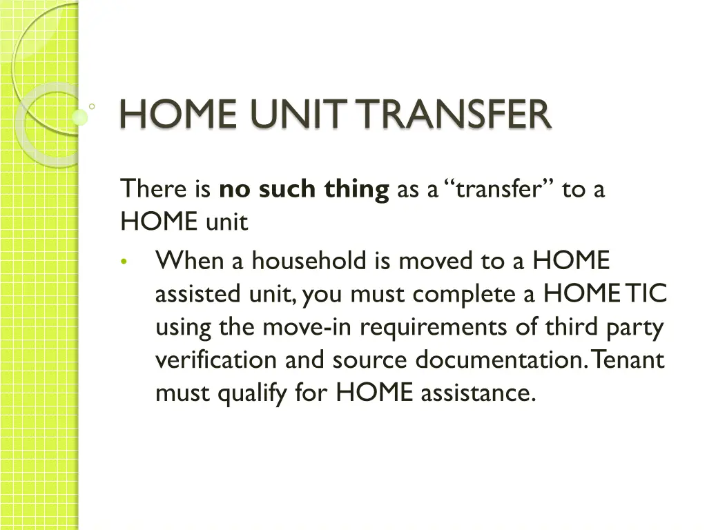 home unit transfer