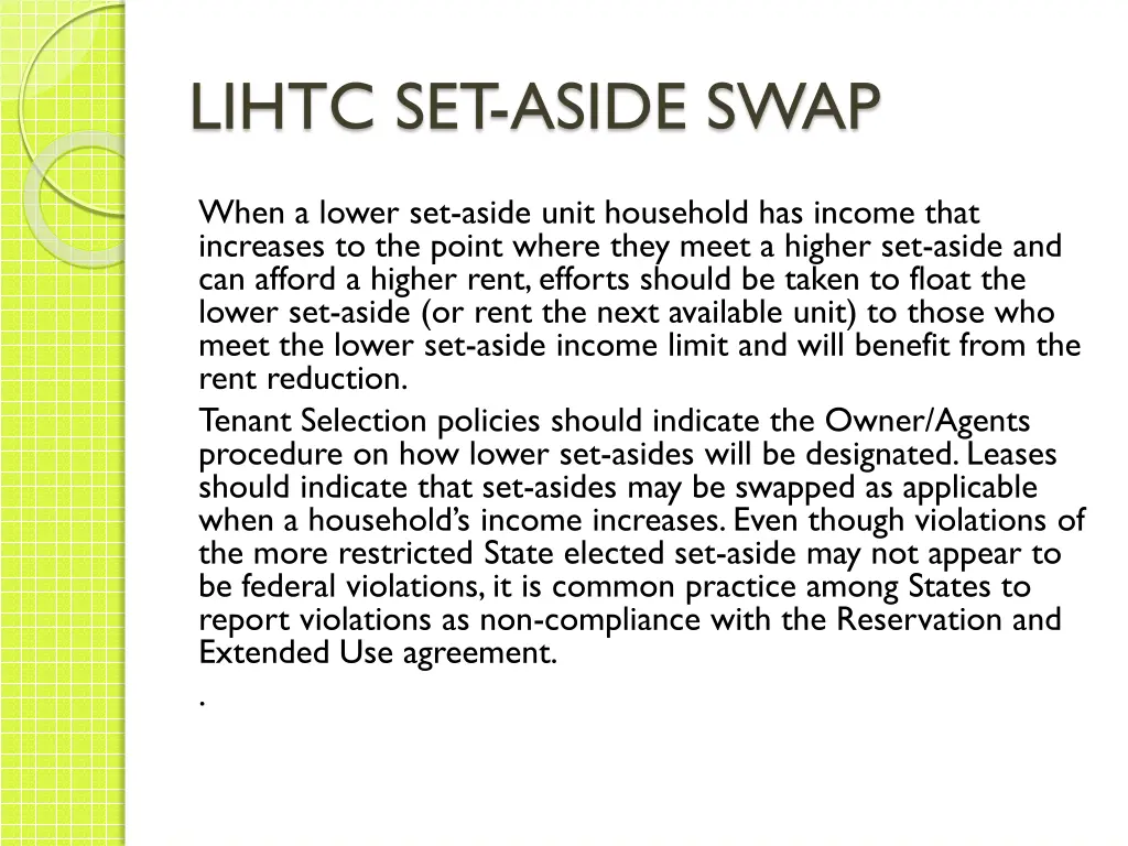 lihtc set aside swap