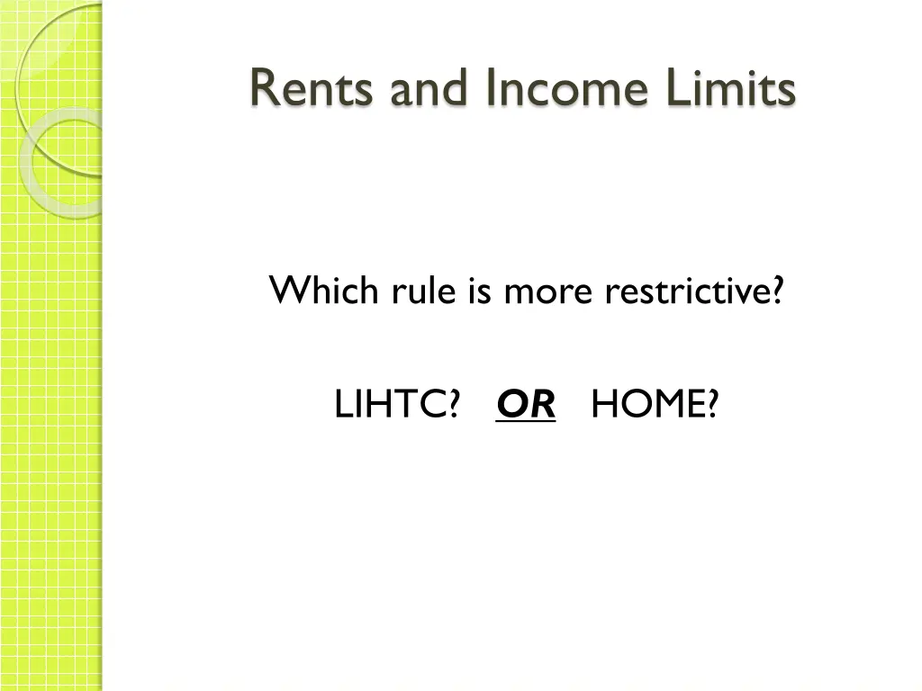 rents and income limits