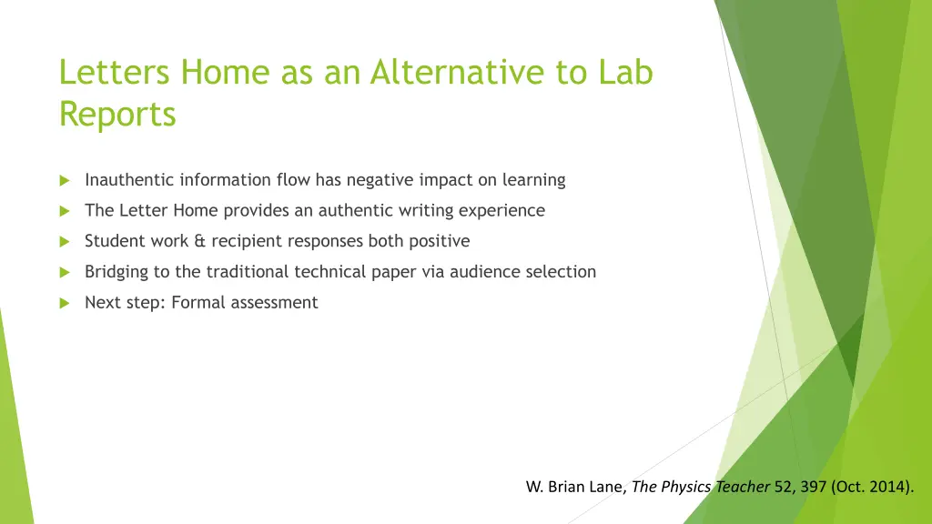 letters home as an alternative to lab reports 1