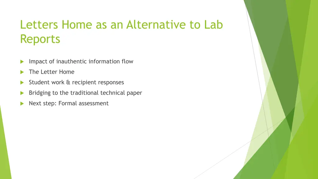 letters home as an alternative to lab reports