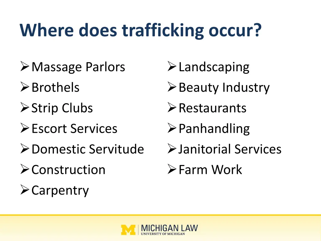 where does trafficking occur