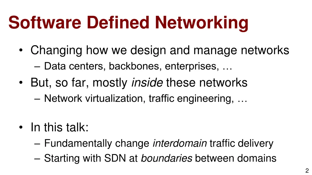 software defined networking