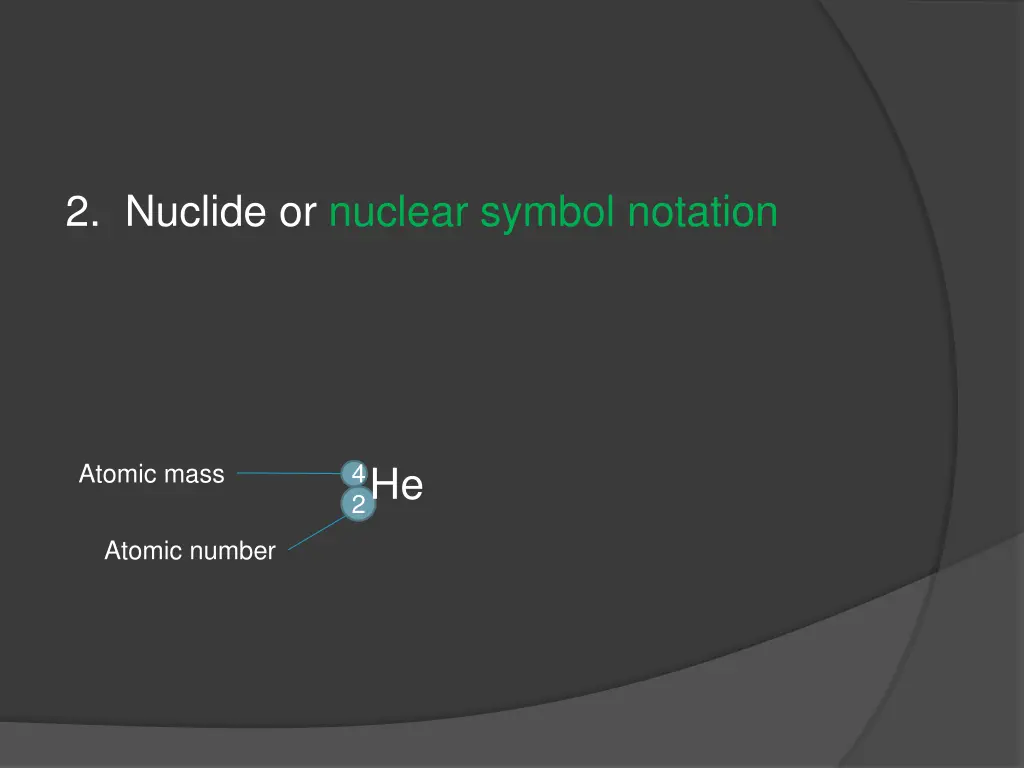 2 nuclide or nuclear symbol notation