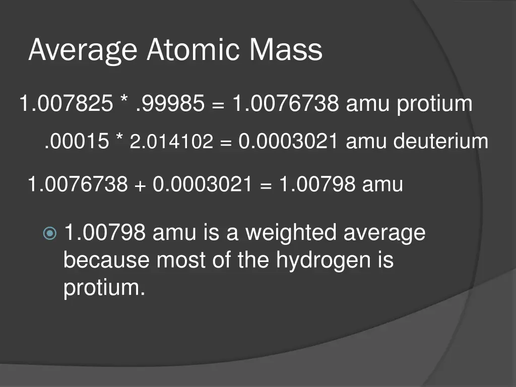 average atomic mass 1