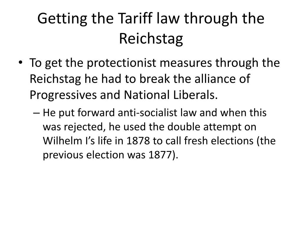 getting the tariff law through the reichstag