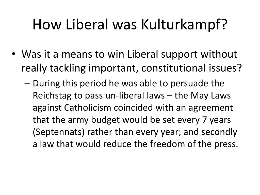 how liberal was kulturkampf