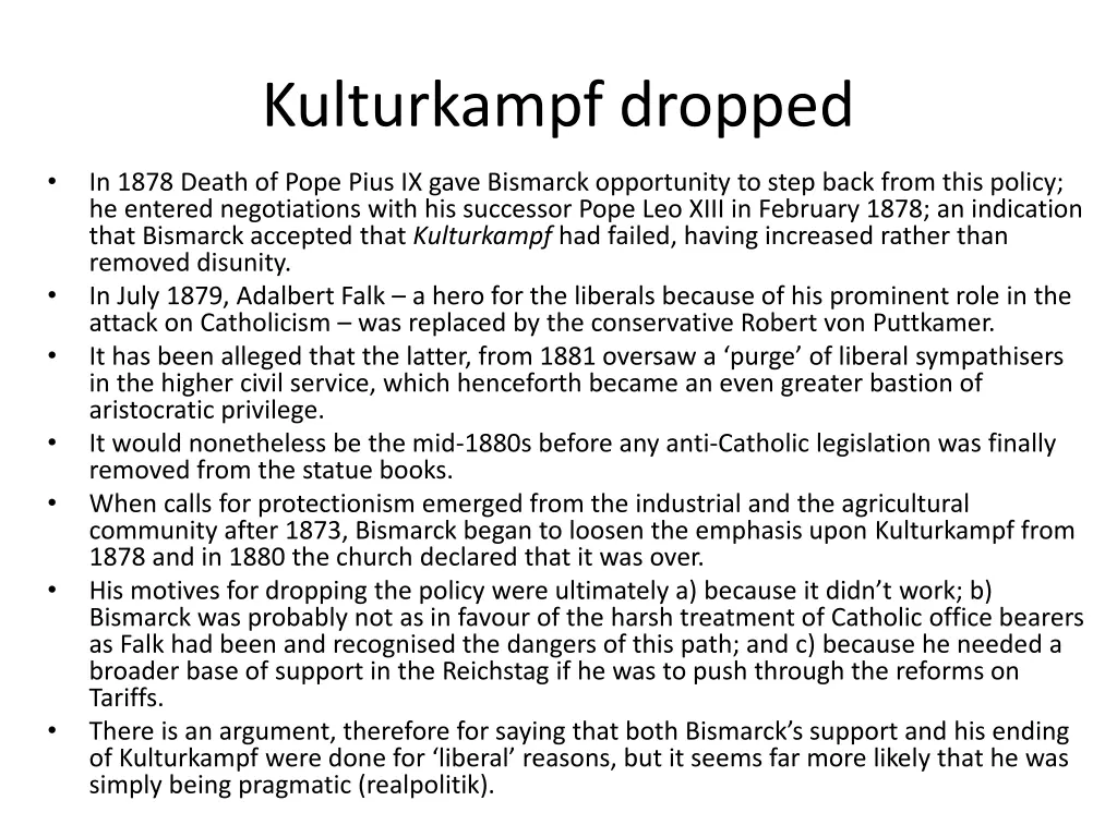 kulturkampf dropped