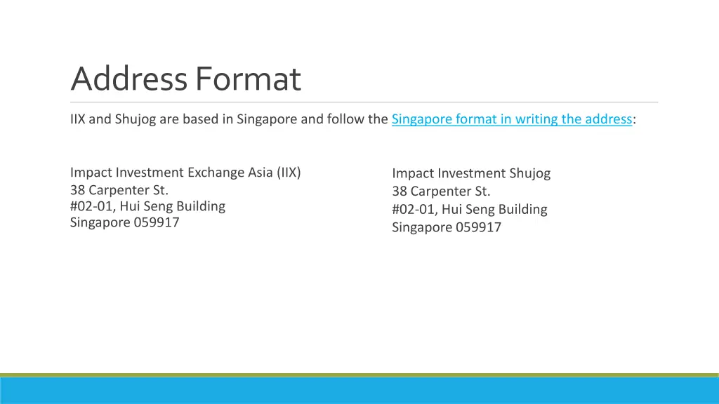 address format