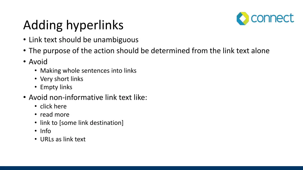 adding hyperlinks link text should be unambiguous