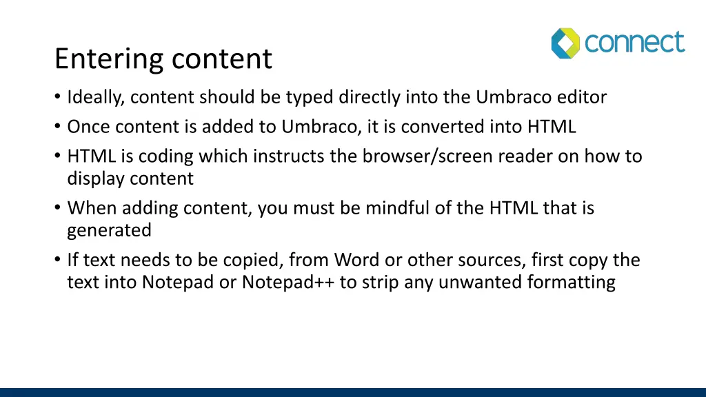 entering content ideally content should be typed