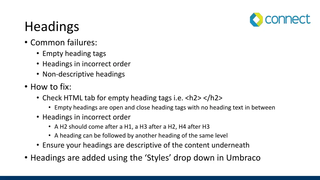 headings common failures empty heading tags