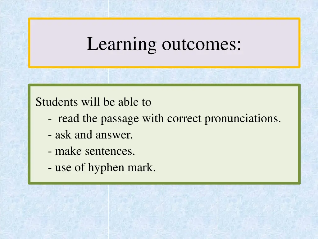 learning outcomes