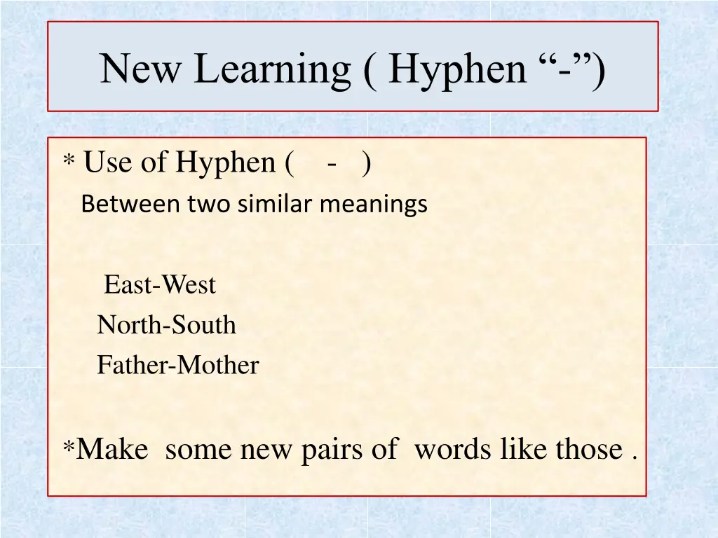 new learning hyphen