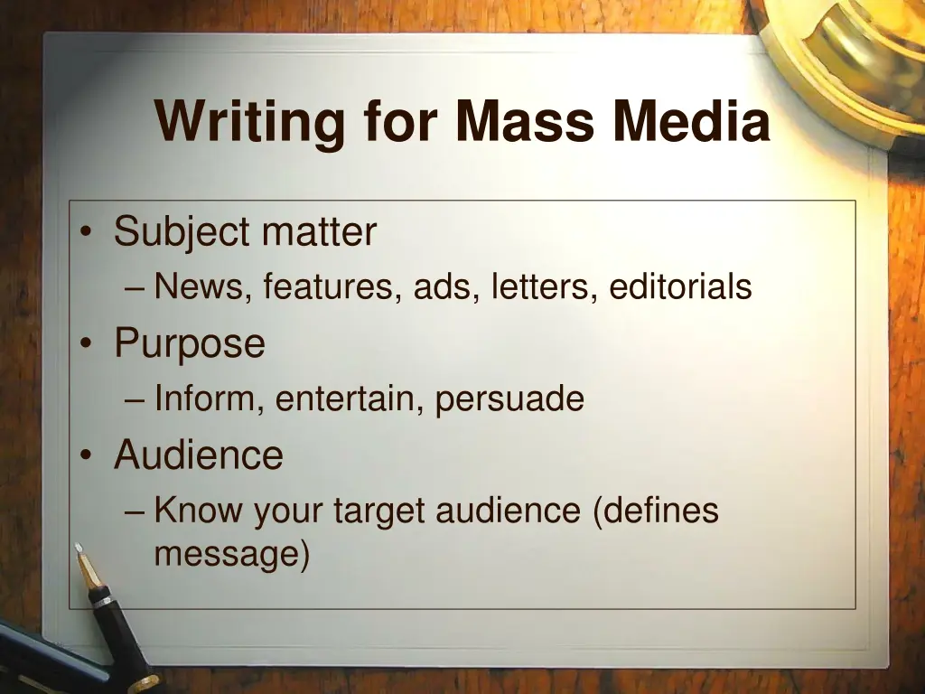 writing for mass media