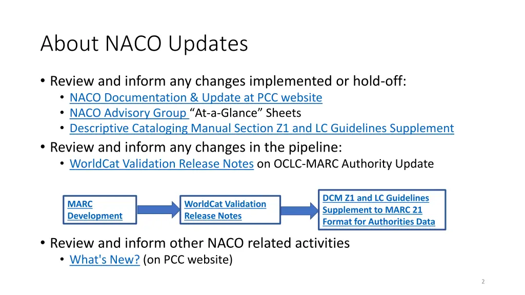 about naco updates