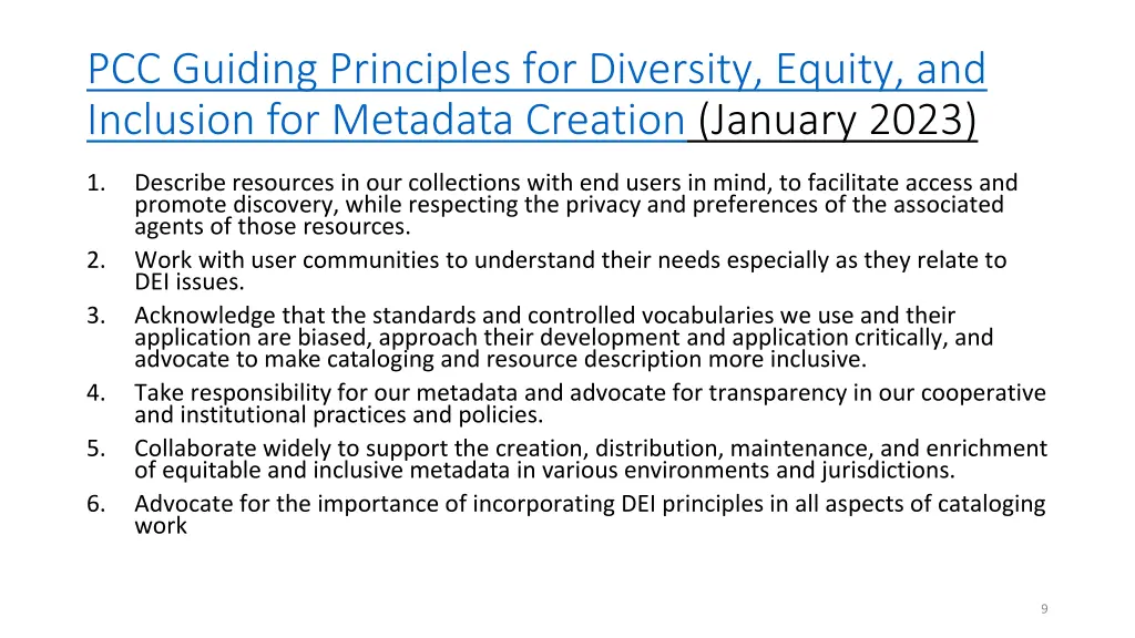 pcc guiding principles for diversity equity