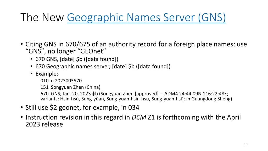 the new geographic names server gns