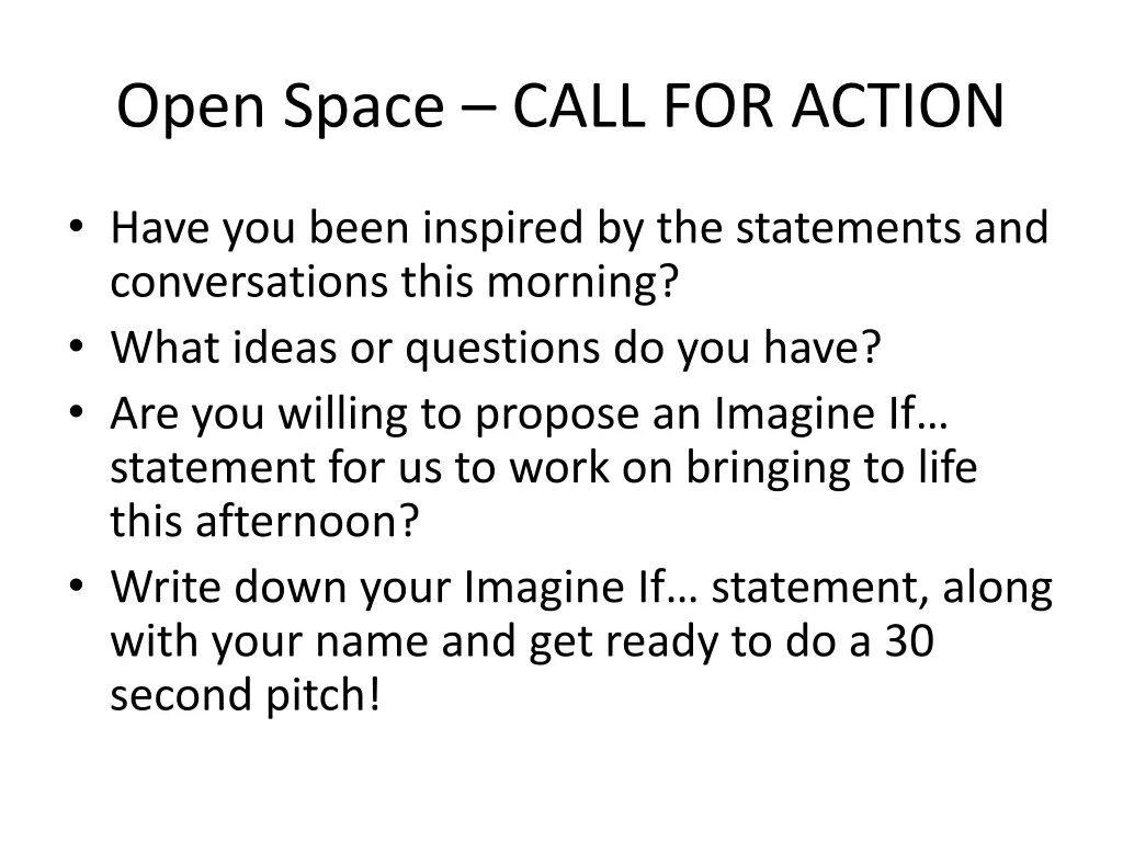 open space call for action