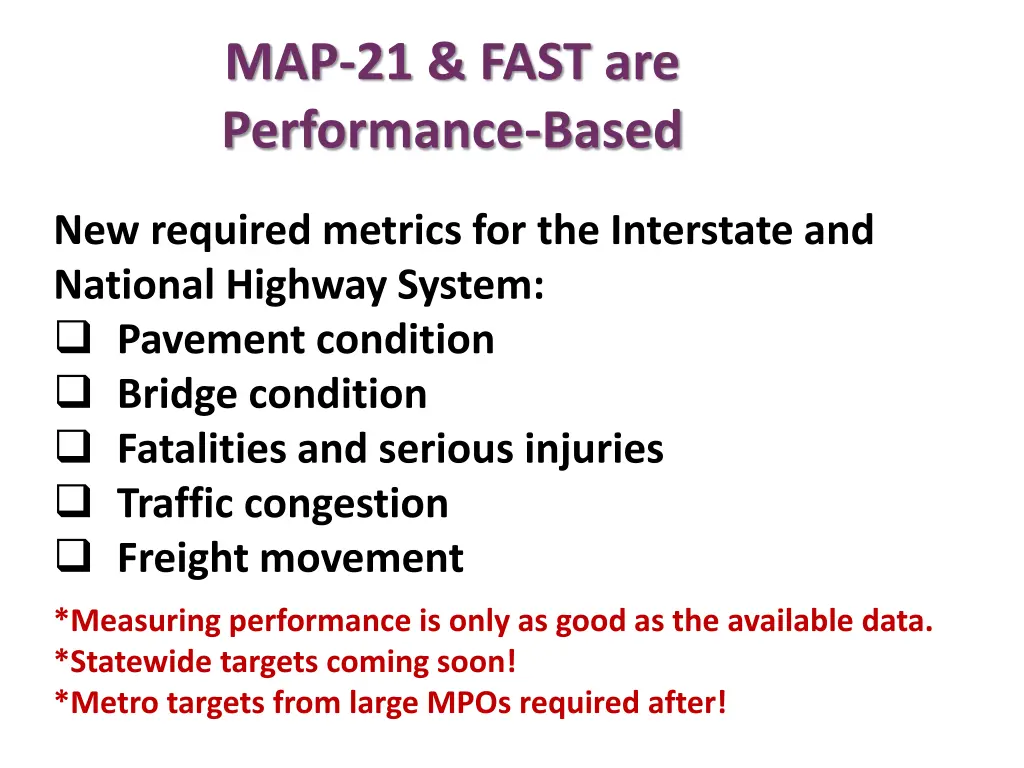 map 21 fast are performance based