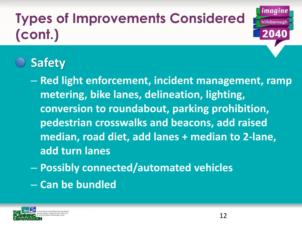 types of improvements considered cont