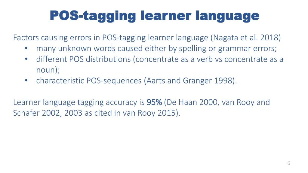 pos pos tagging learner language tagging learner