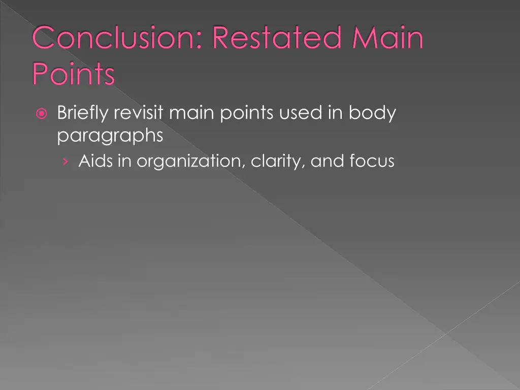 conclusion restated main points