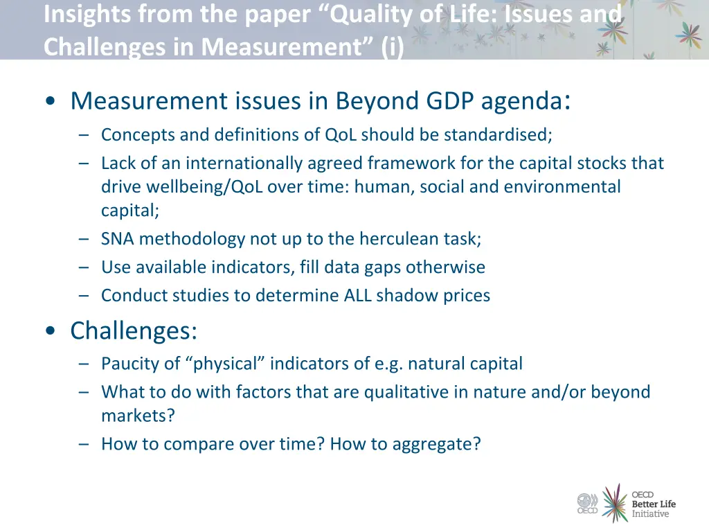 insights from the paper quality of life issues 1