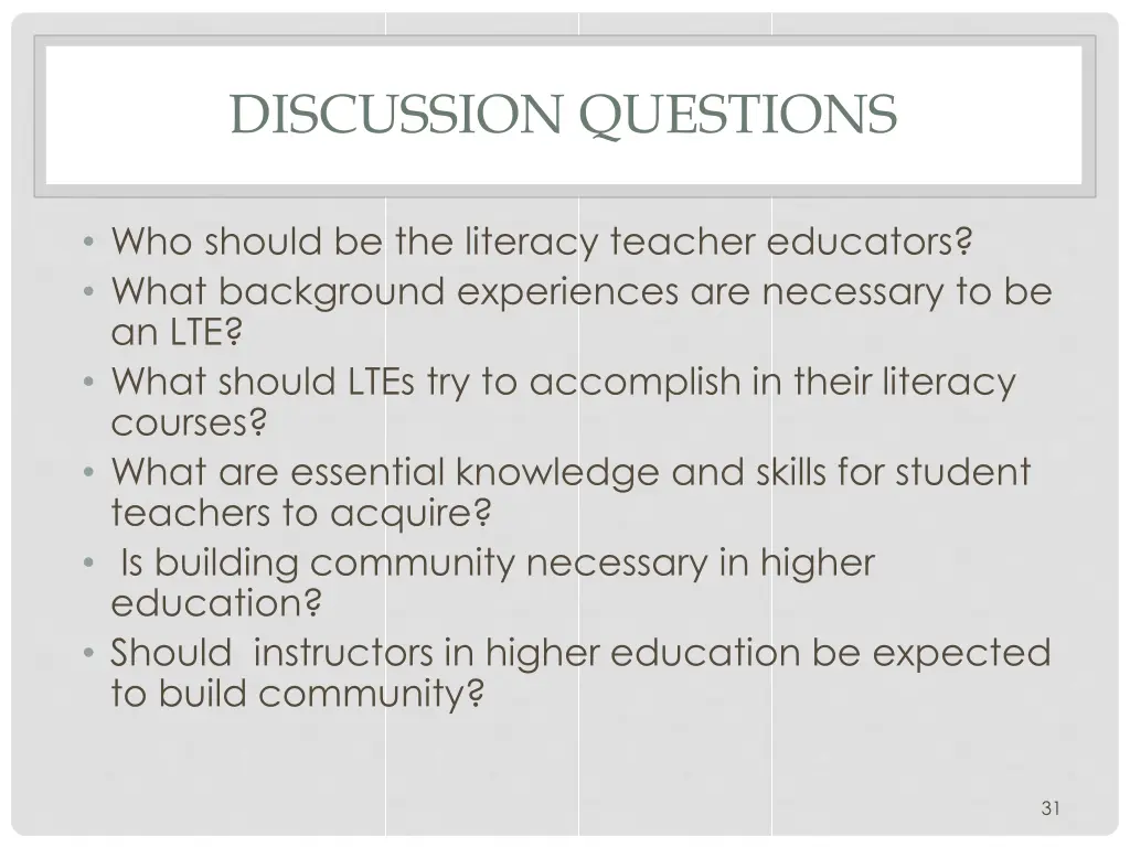 discussion questions