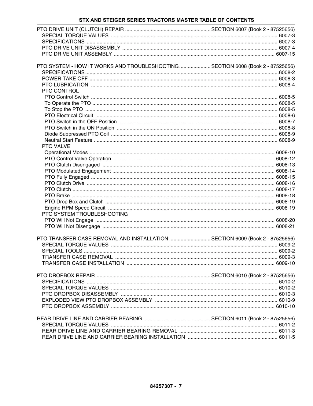 stx and steiger series tractors master table 6