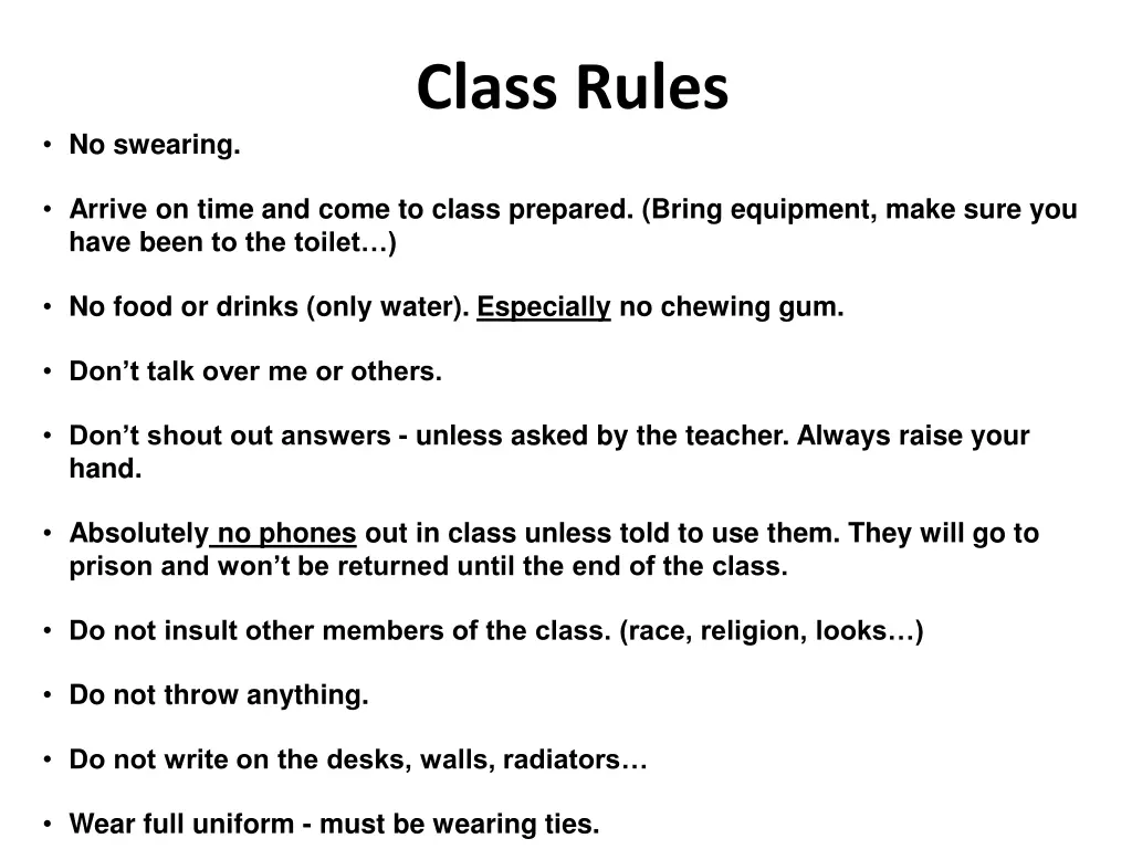 class rules