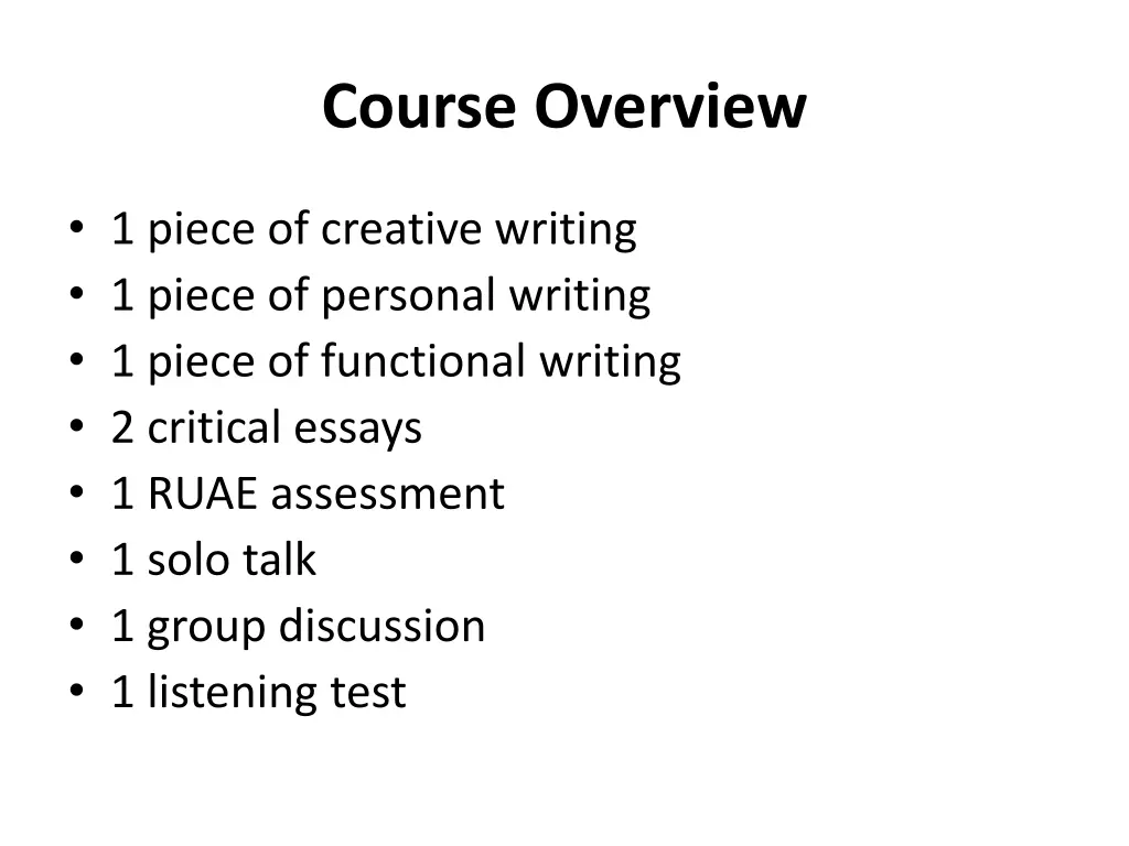 course overview