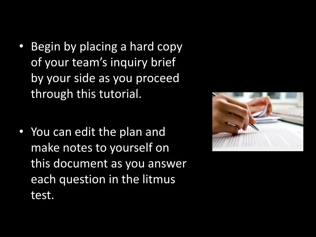 begin by placing a hard copy of your team