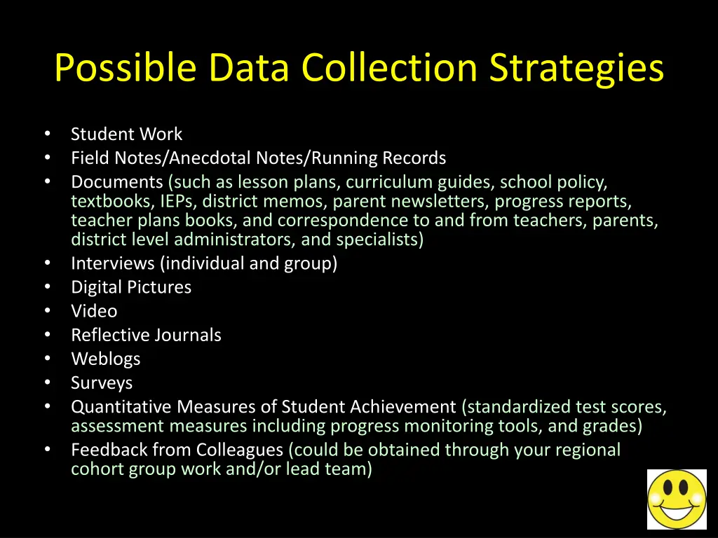 possible data collection strategies