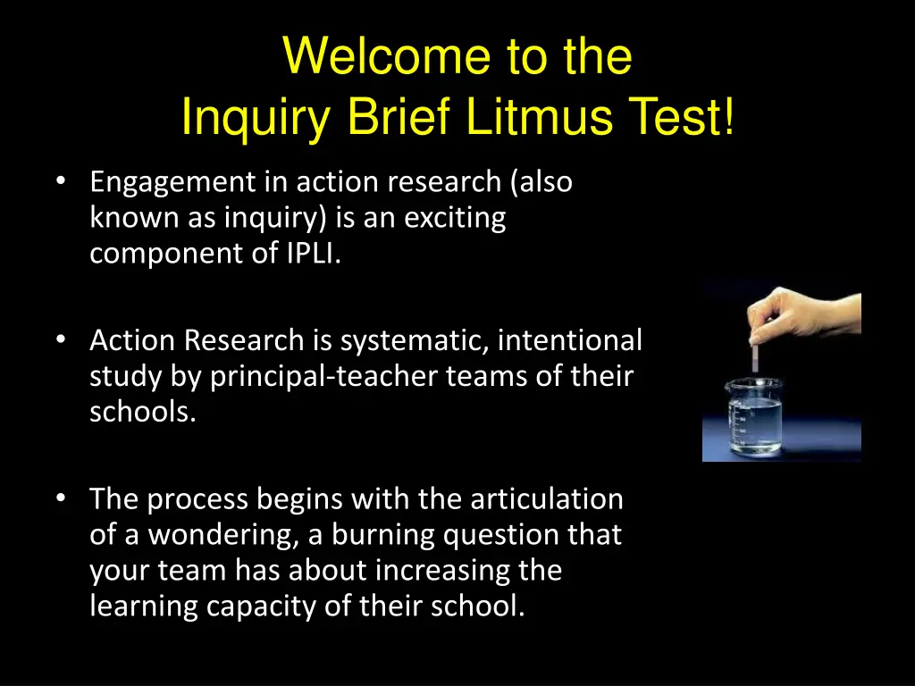 welcome to the inquiry brief litmus test