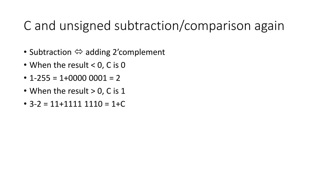 c and unsigned subtraction comparison again