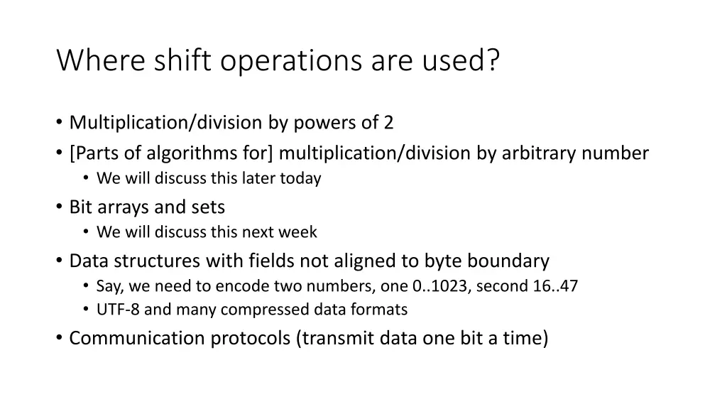 where shift operations are used