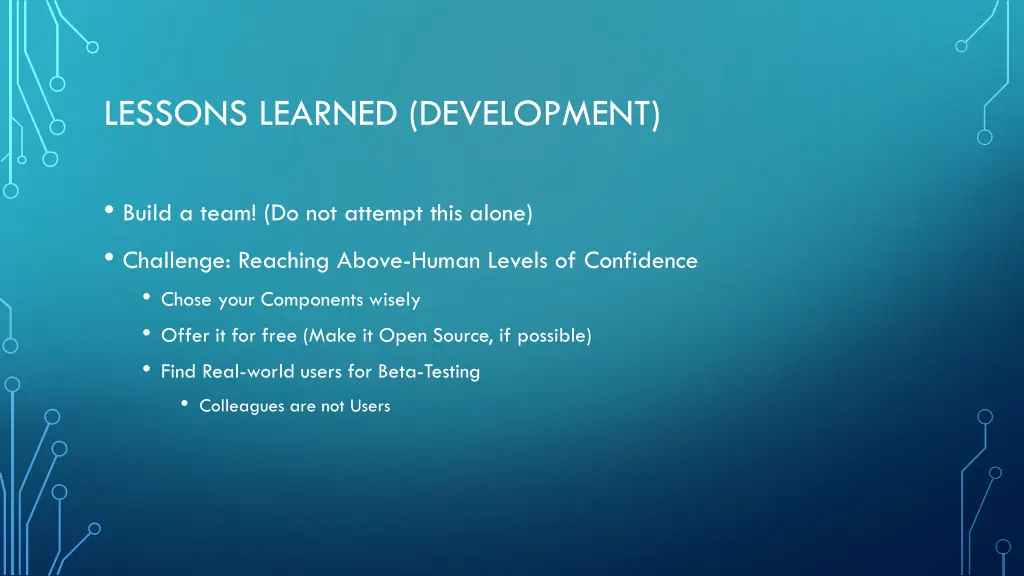 lessons learned development