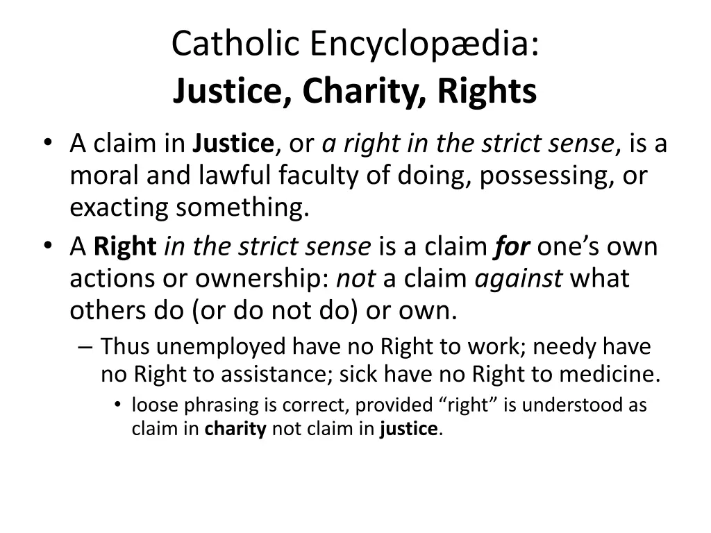 catholic encyclop dia justice charity rights