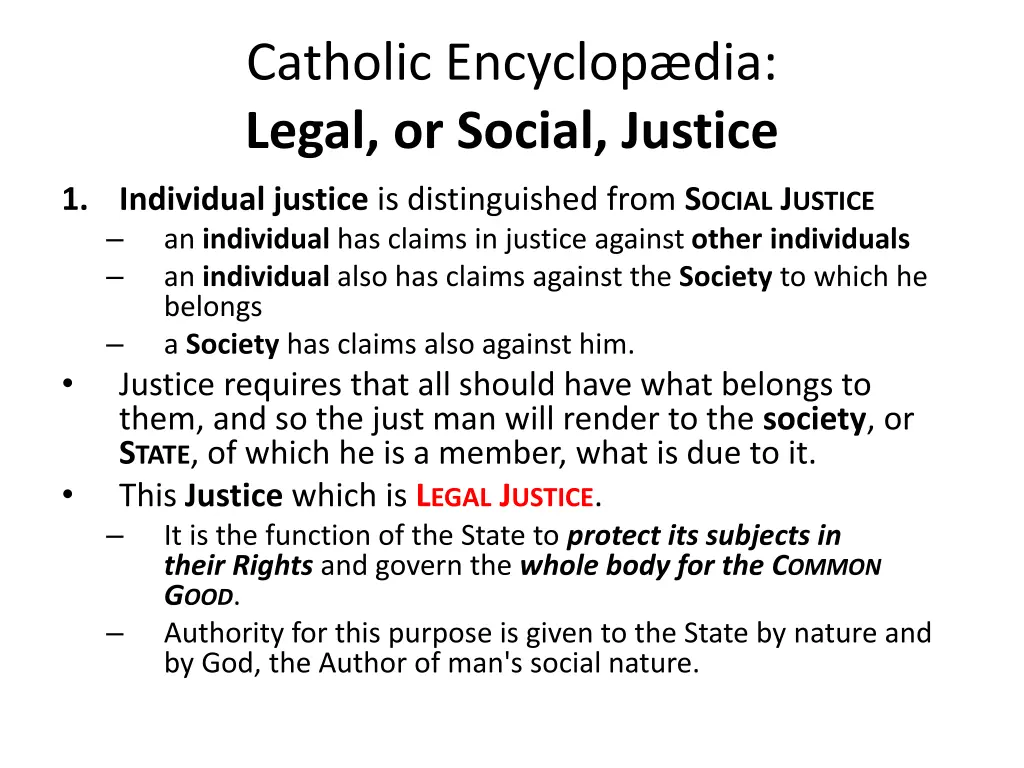 catholic encyclop dia legal or social justice