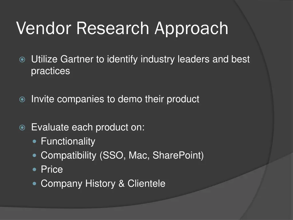 vendor research approach