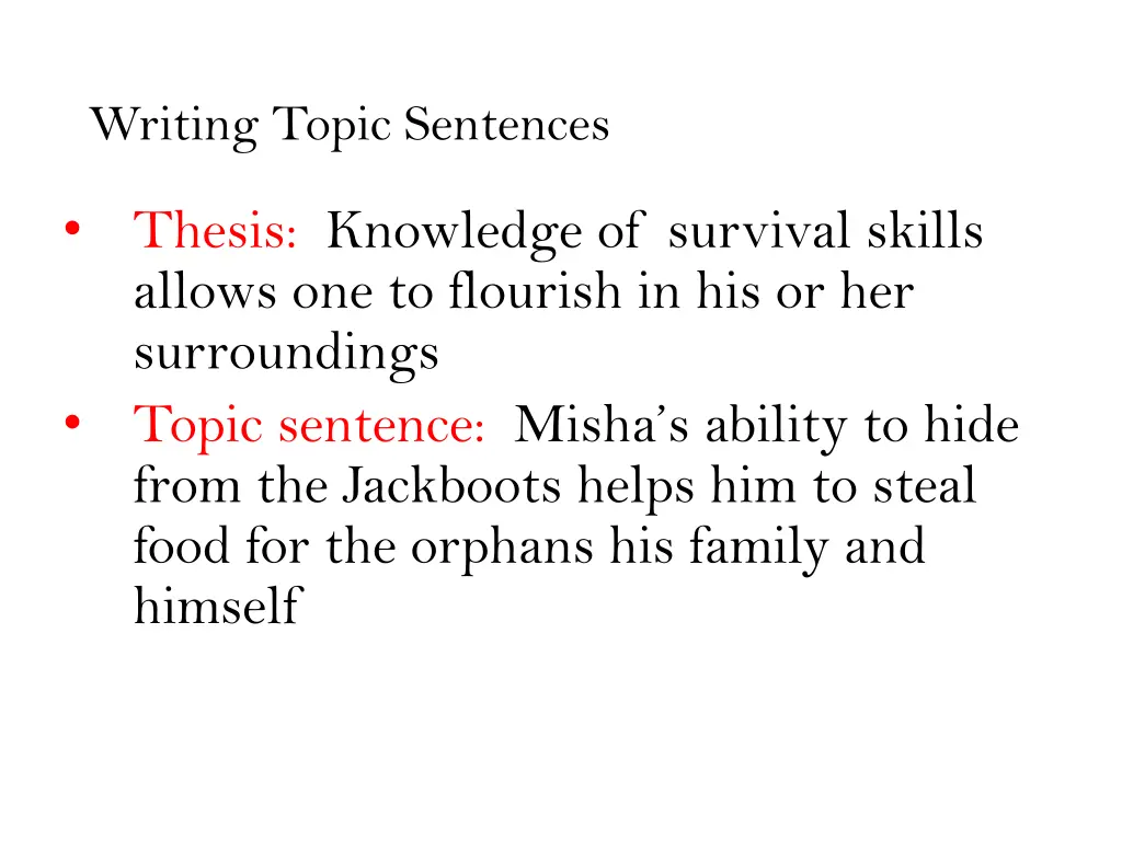 writing topic sentences 1