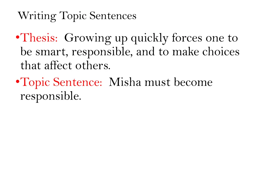 writing topic sentences