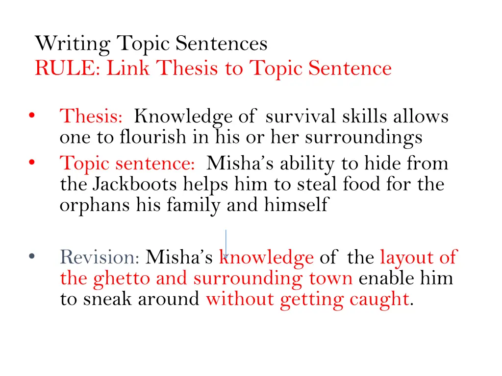 writing topic sentences rule link thesis to topic 1