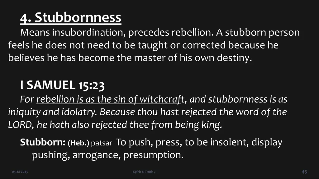 4 stubbornness means insubordination precedes