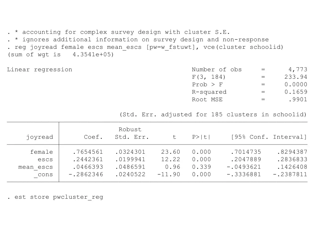 accounting for complex survey design with cluster