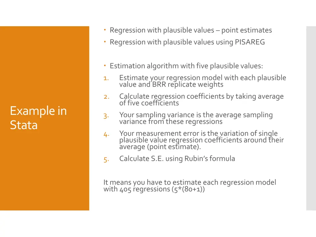 regression with plausible values point estimates