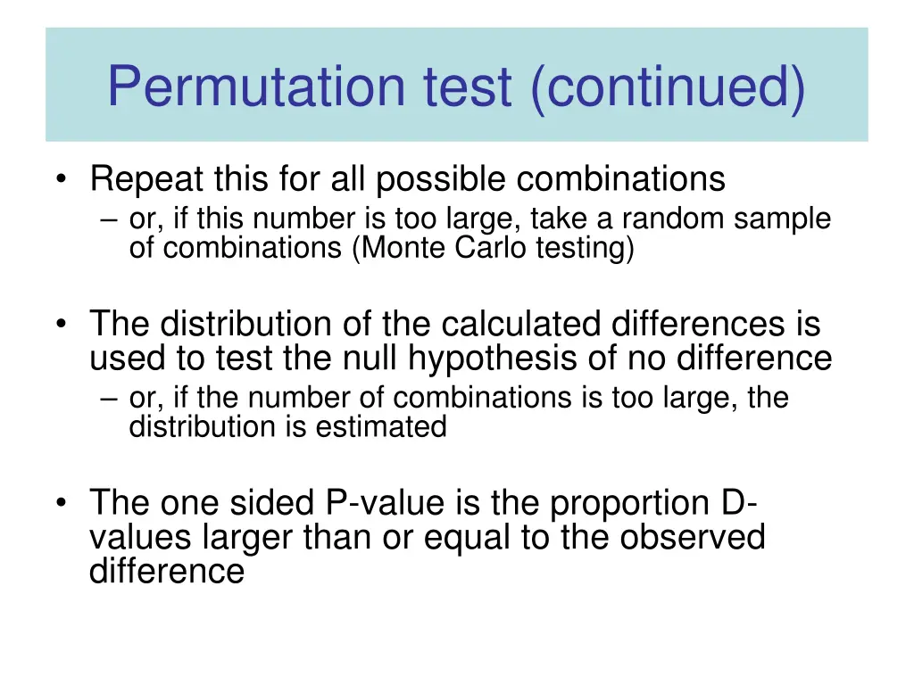 permutation test continued